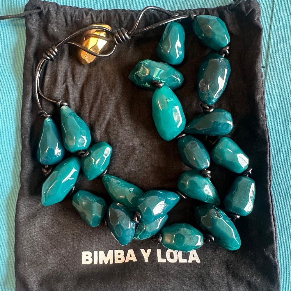 Bimba Y Lola Teal Bead Necklace